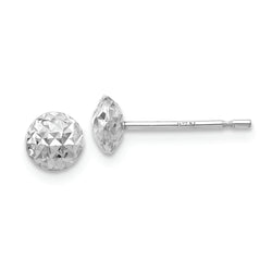 14K White Gold 5 mm Puff Circle Stud Earrings