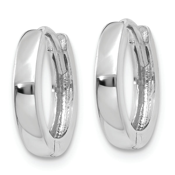 14k White Gold Round Hinged Hoop Earrings