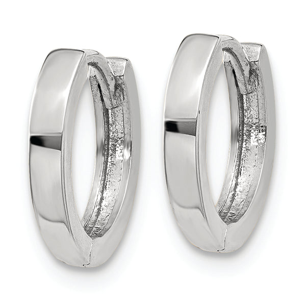 14k White Gold Round Hinged Hoop Earrings