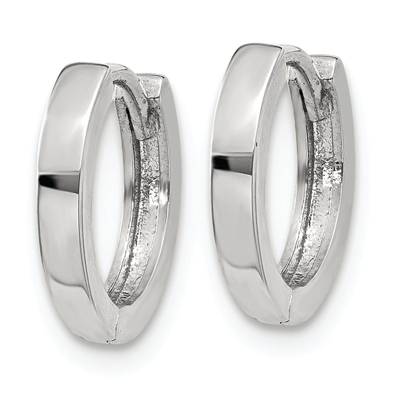 14k White Gold Round Hinged Hoop Earrings