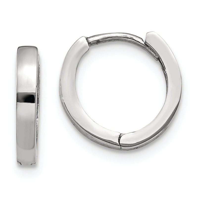 14k White Gold Round Hinged Hoop Earrings