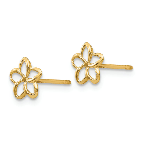 14k Plumeria Post Earrings