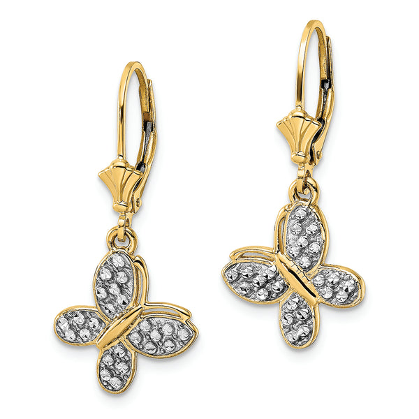 14k & White Rhodium D/C Fancy Butterfly Earrings