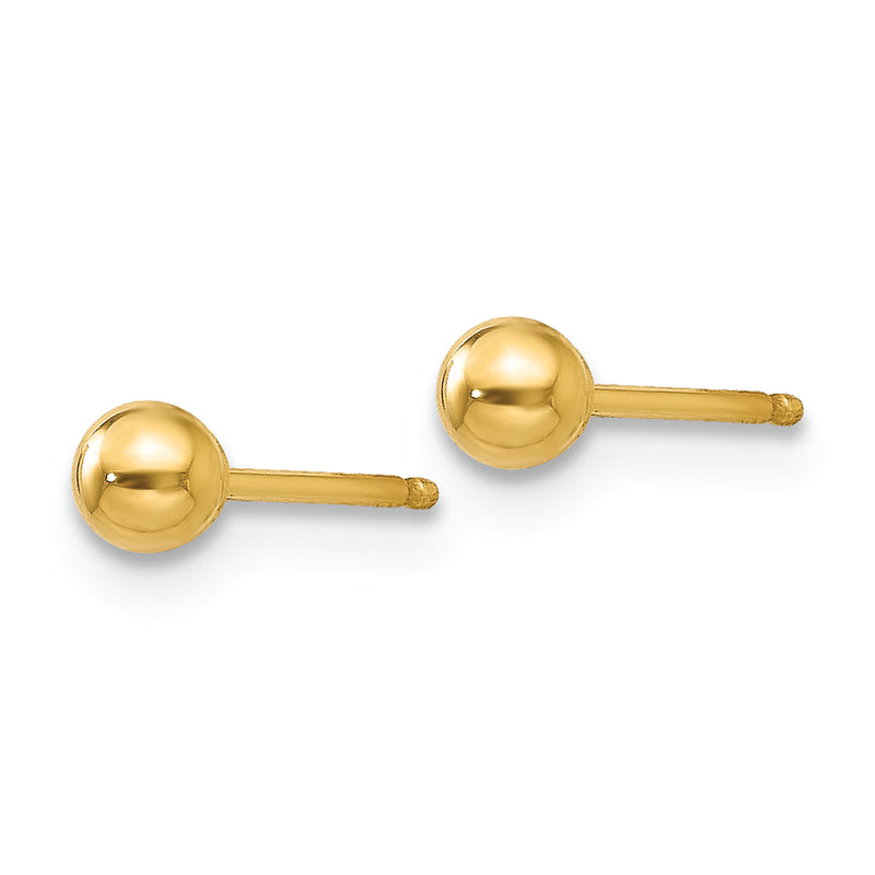 14k Polished 3mm Ball Post Earrings