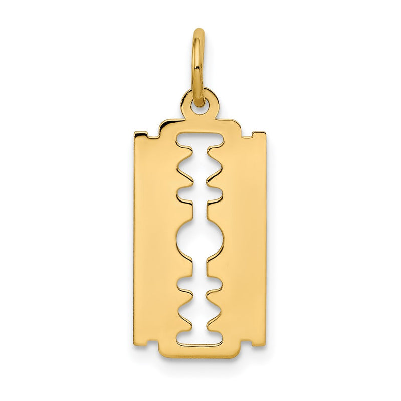 14k Polished Razor Blade Charm