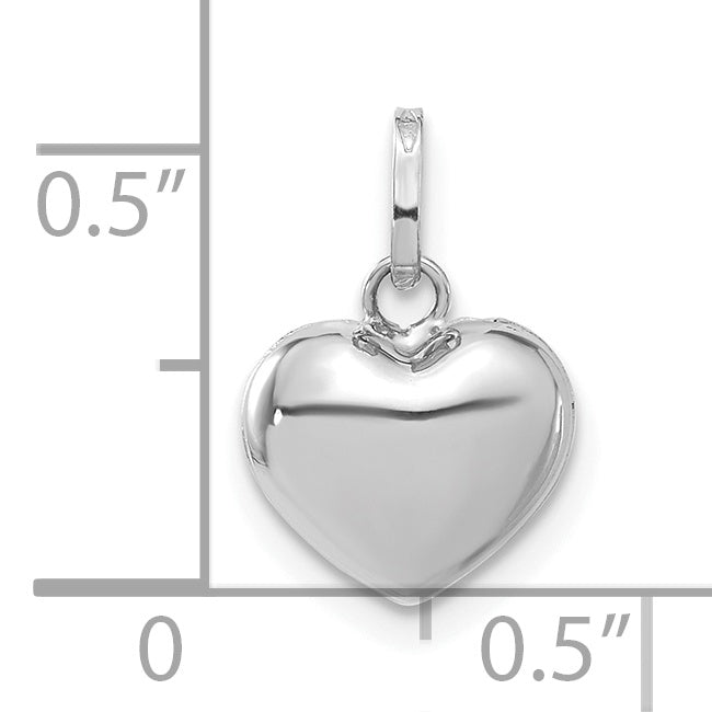 14k White Gold 3D Puffed Heart Pendant