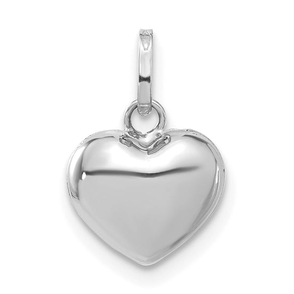 14k White Gold 3D Puffed Heart Pendant