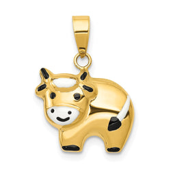 14k Enameled Cow Charm