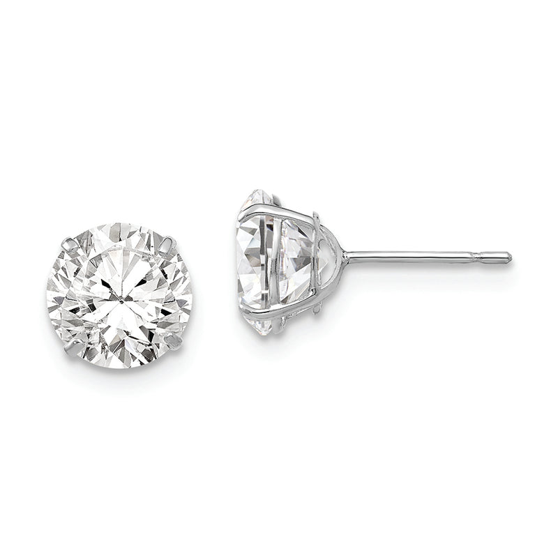 14k White Gold 7mm Round CZ Post Earrings