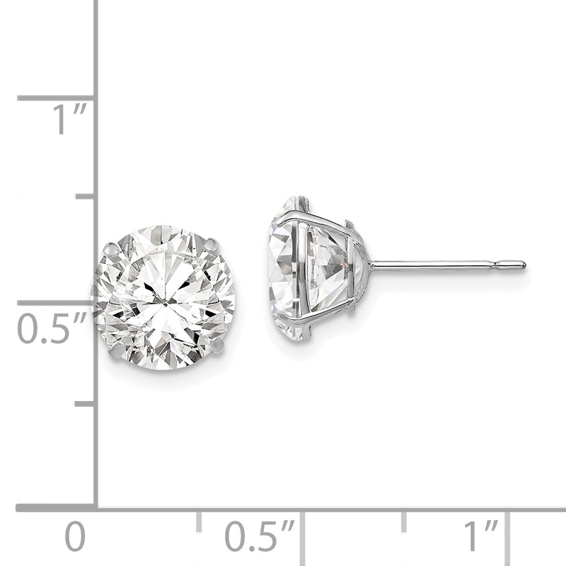 14k White Gold 9mm Round CZ Post Earrings