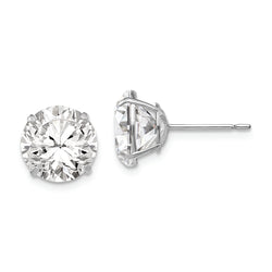 14k White Gold 9mm Round CZ Post Earrings