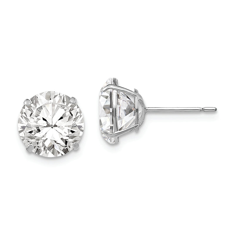 14k White Gold 9mm Round CZ Post Earrings