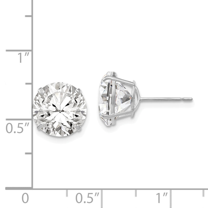 14k White Gold 10mm Round CZ Post Earrings