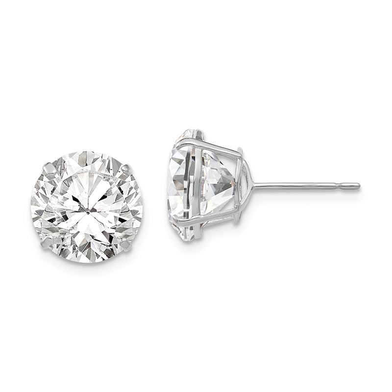 14k White Gold 10mm Round CZ Post Earrings