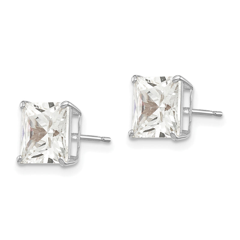 14k White Gold 7mm Square CZ Post Earrings