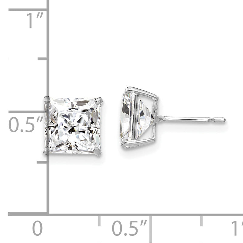 14k White Gold 7mm Square CZ Post Earrings