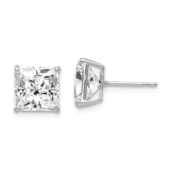 14k White Gold 7mm Square CZ Post Earrings