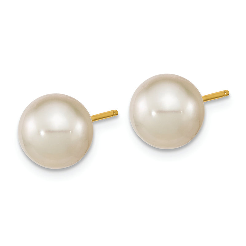 14K 8-9mm Round White Saltwater South Sea Pearl Earrings