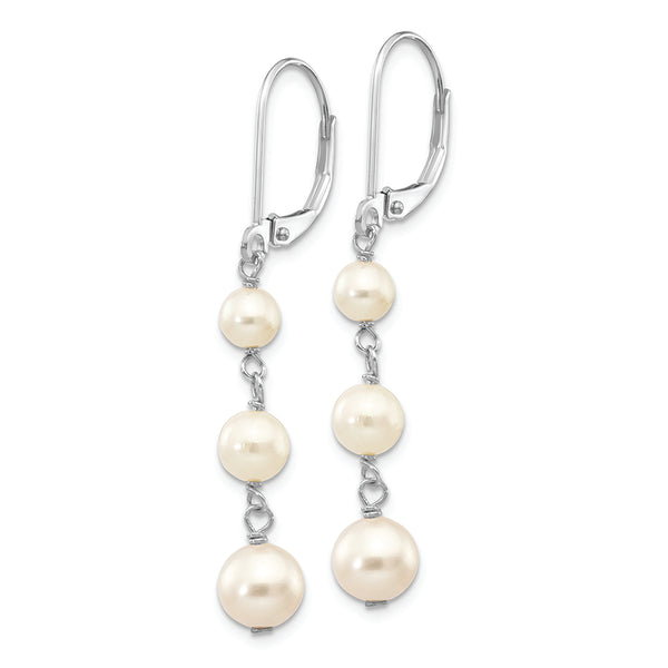 14KW 4-6mm Near Round White Freshwater Cultured Pearl Dangle Earrings