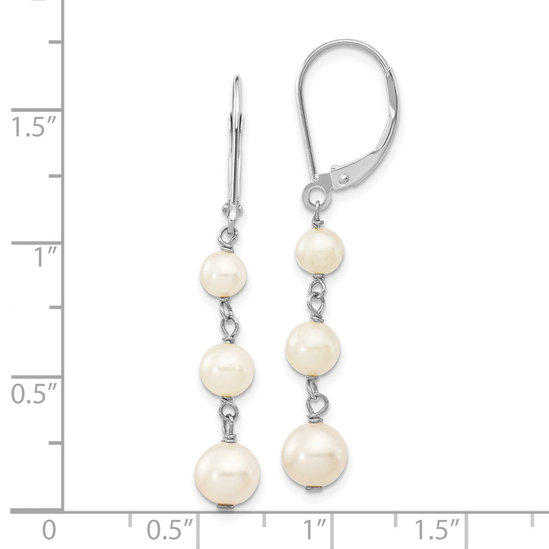 14KW 4-6mm Near Round White Freshwater Cultured Pearl Dangle Earrings