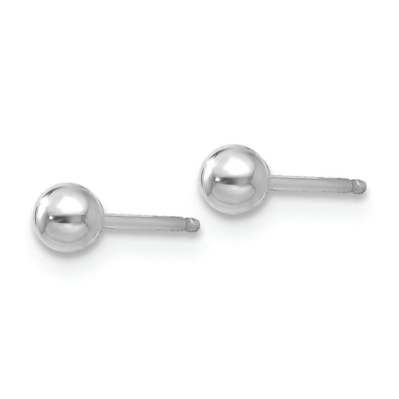 14k White Gold Polished 3mm Ball Post Earrings