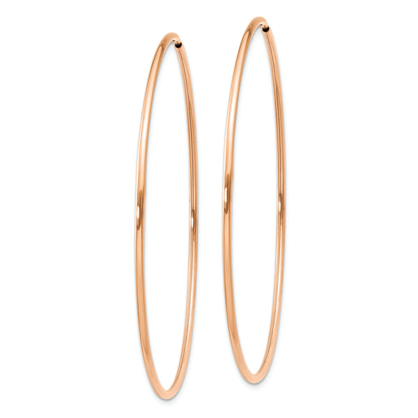 14k Rose Gold 1.2mm Polished Endless Hoop Earrings