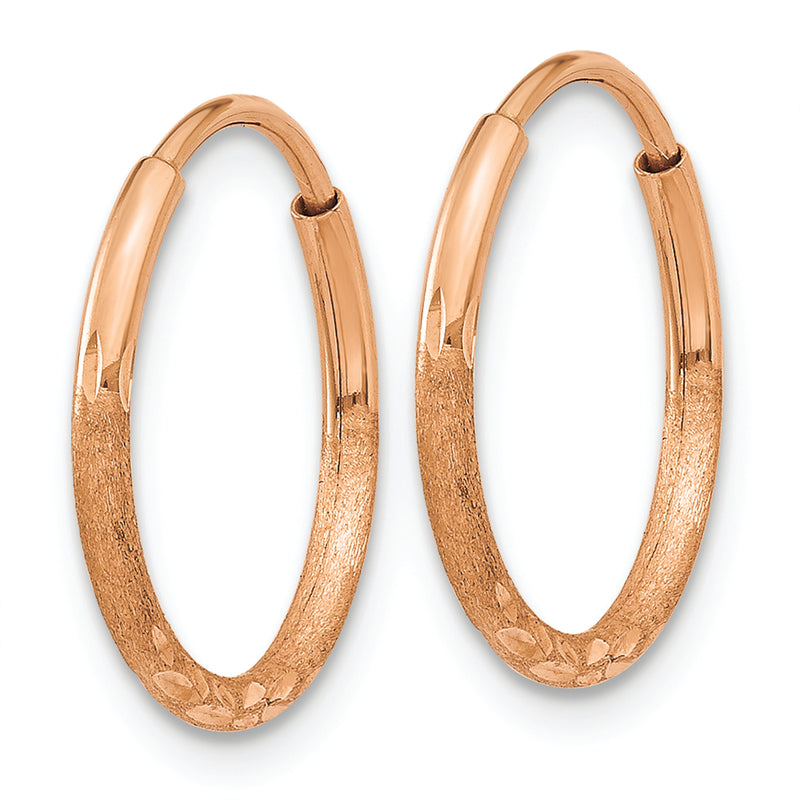 14k Rose Gold 1.25mm Diamond-cut Endless Hoop Earring