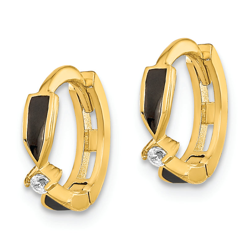 14K Polished Black Onyx Hoop Earrings