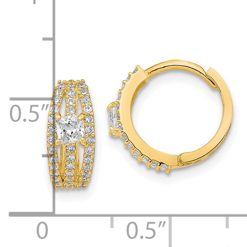 14K Polished Fancy CZ Hoop Earrings