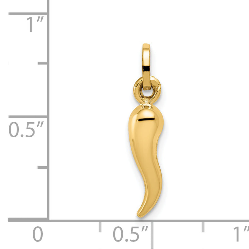 14k Hollow Italian Horn Charm