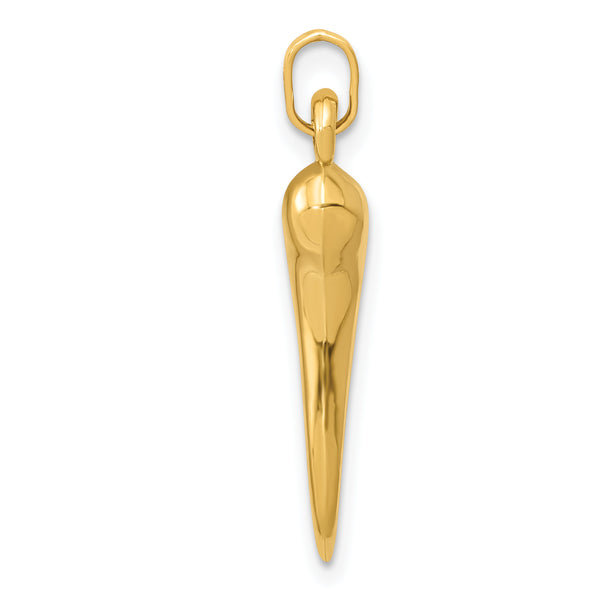 14k Hollow 3D Italian Horn Charm