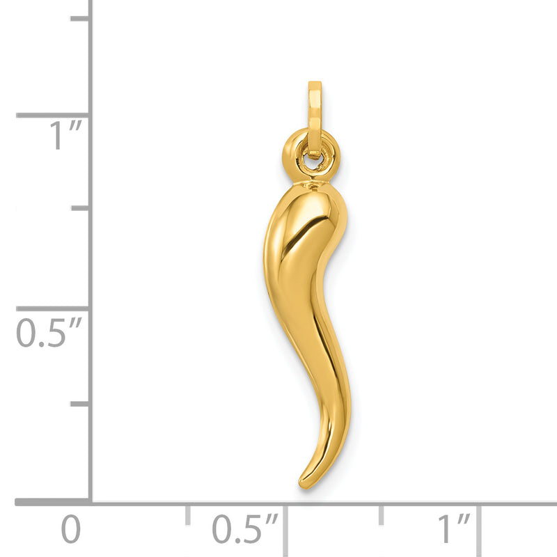 14k Hollow 3D Italian Horn Charm