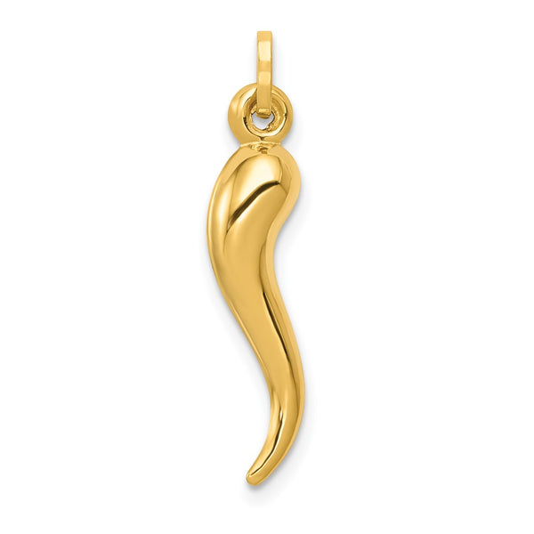 14k Hollow 3D Italian Horn Charm