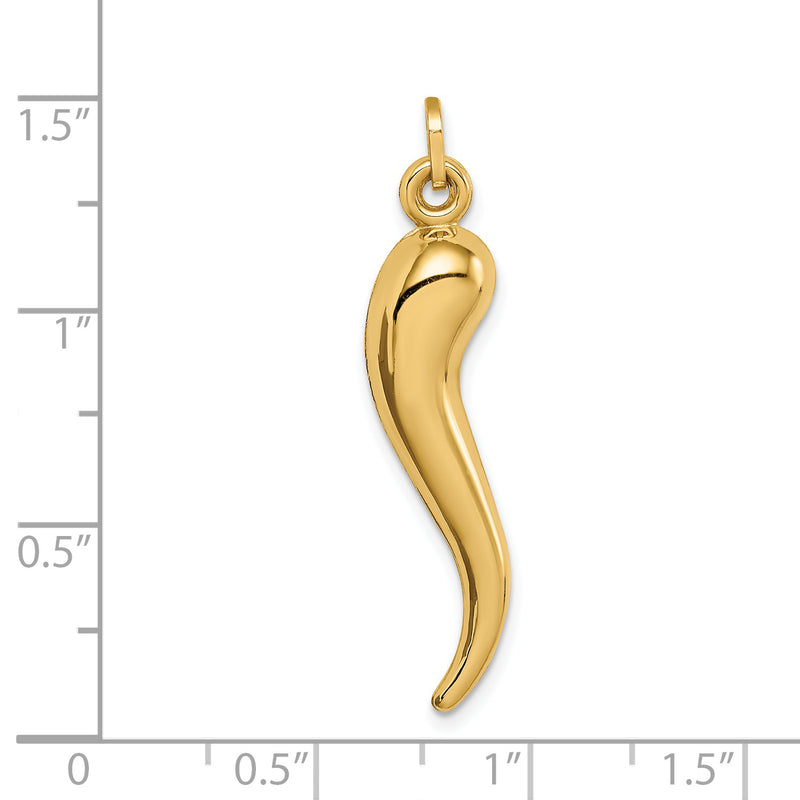 14k Hollow 3D Italian Horn Charm