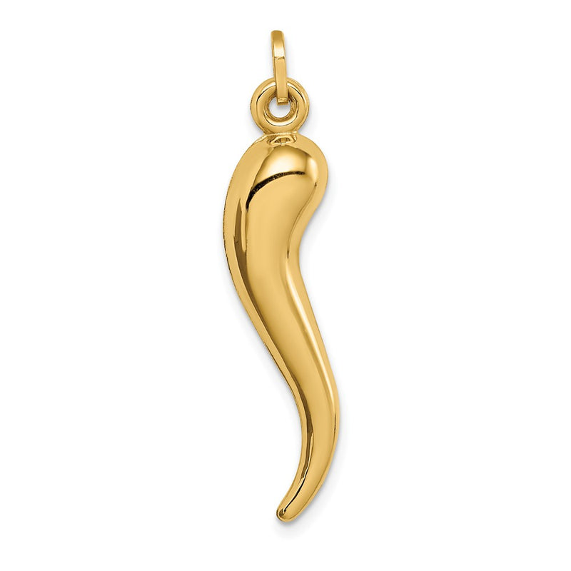 14k Hollow 3D Italian Horn Charm