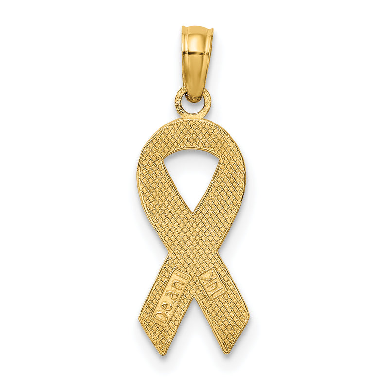 14k Pink Enameled Awareness Ribbon Pendant