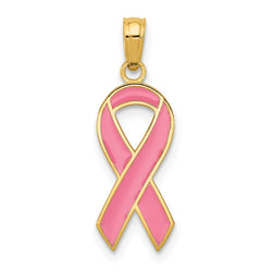 14k Pink Enameled Awareness Ribbon Pendant