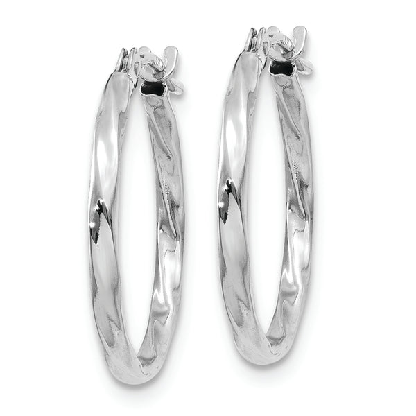 14k White Gold Twisted Hoop Earrings