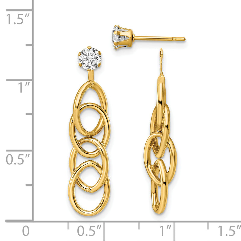 14k Earring Jackets w/Surgical Stainless Steel CZ Stud Earrings