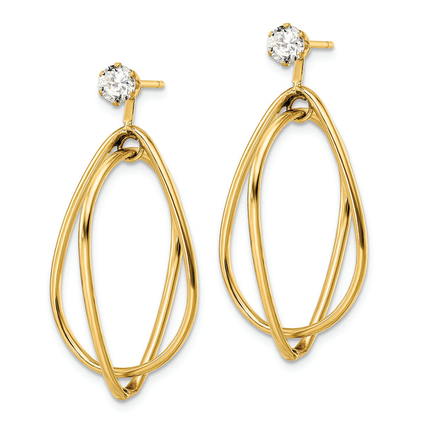 14k Earring Jackets w/Surgical Stainless Steel CZ Stud Earrings