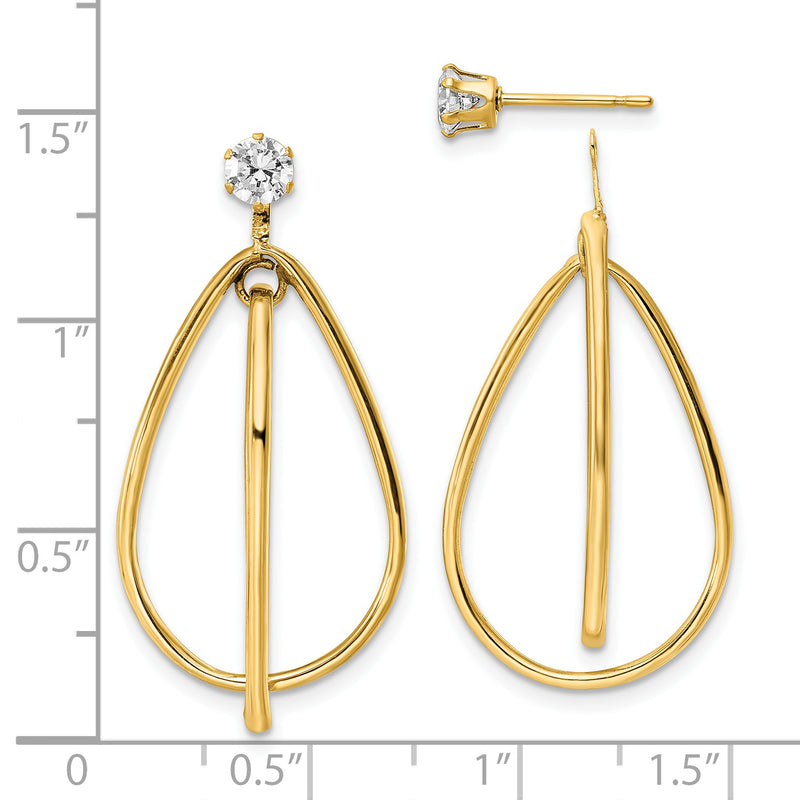 14k Earring Jackets w/Surgical Stainless Steel CZ Stud Earrings