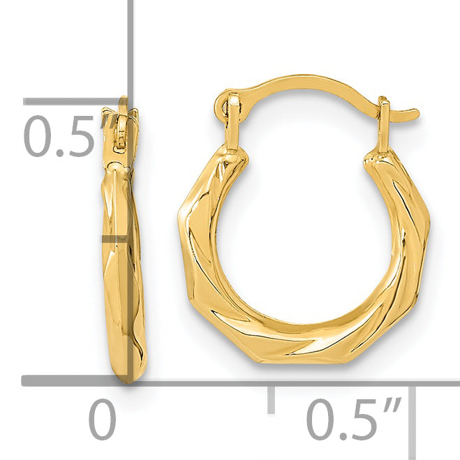 14K Polished Twist Hoop Earrings