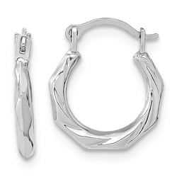 14K White Gold Polished Twist Hoop Earrings