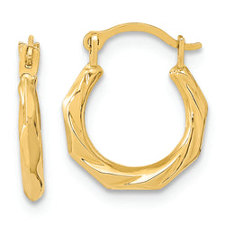 14K Polished Twist Hoop Earrings