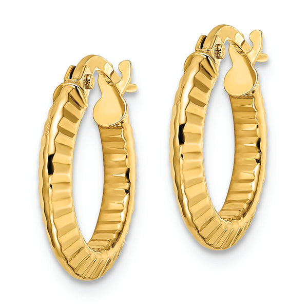 14k Polished and Textured Hoop Earrings