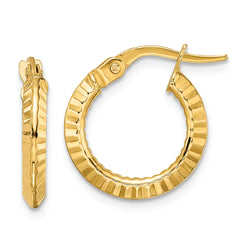 14k Polished and Textured Hoop Earrings