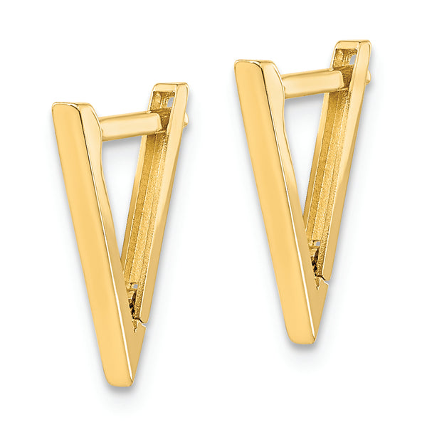 14K Polished Triangle Hoop Earrings