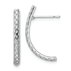 14k White Gold J-Hoop Post Earrings