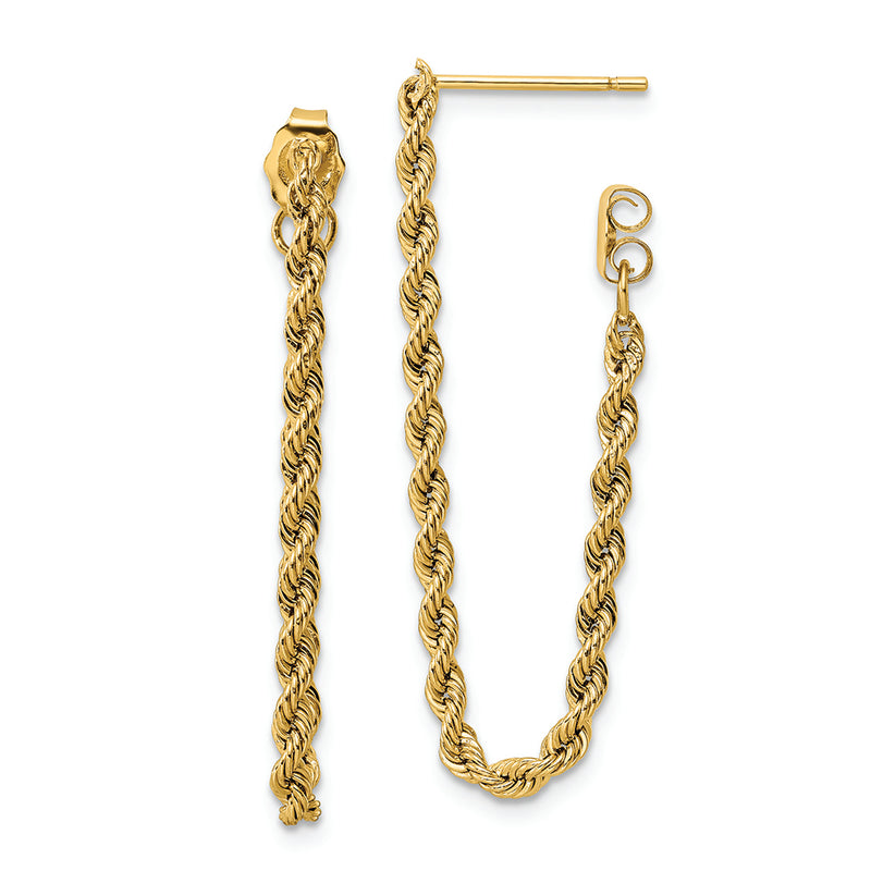 14k Polished Rope Dangle Earrings