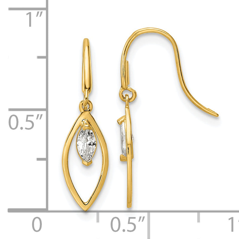 14k CZ Dangle Earrings